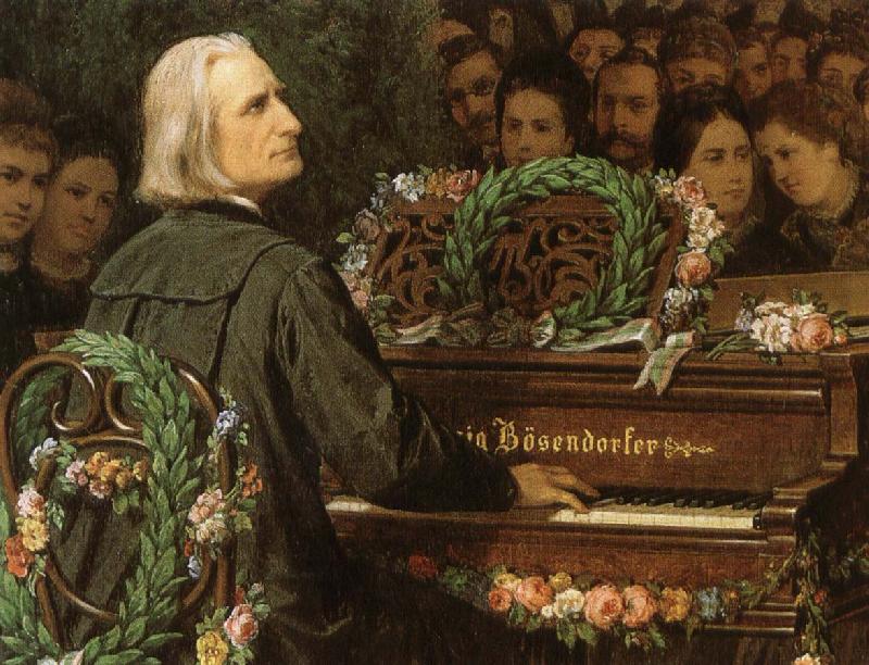 george bernard shaw franz liszt playing a piano built by ludwig bose.